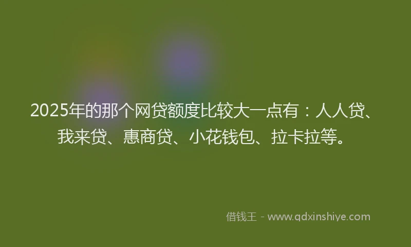 2025年的那个网贷额度比较大一点有：人人贷、我来贷、惠商贷、小花钱包、拉卡拉等。