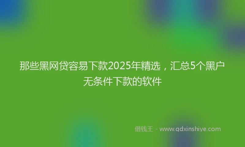 那些黑网贷容易下款2025年精选，汇总5个黑户无条件下款的软件