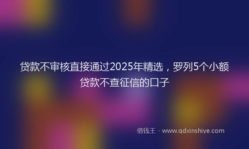 贷款不审核直接通过2025年精选，罗列5个小额贷款不查征信的口子