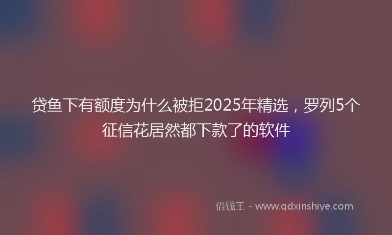 贷鱼下有额度为什么被拒2025年精选，罗列5个征信花居然都下款了的软件