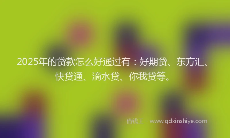 2025年的贷款怎么好通过有：好期贷、东方汇、快贷通、滴水贷、你我贷等。