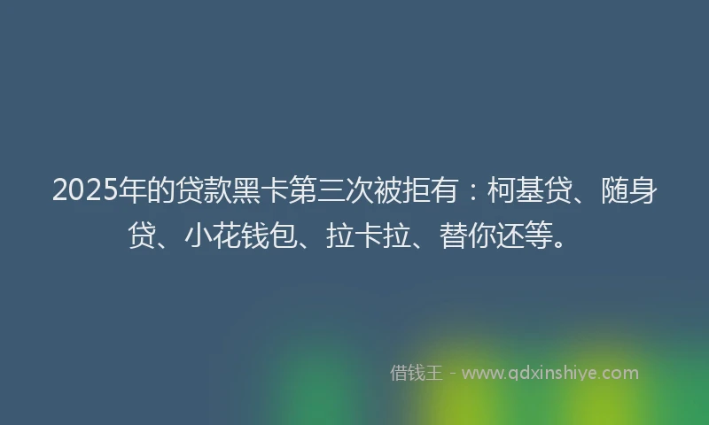 2025年的贷款黑卡第三次被拒有：柯基贷、随身贷、小花钱包、拉卡拉、替你还等。