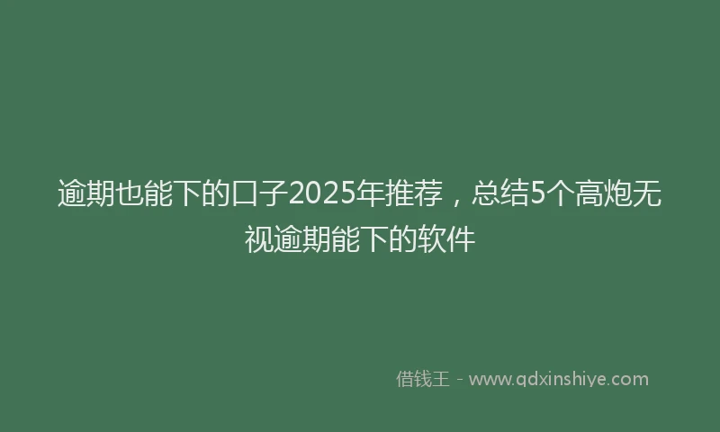 逾期也能下的口子2025年推荐，总结5个高炮无视逾期能下的软件