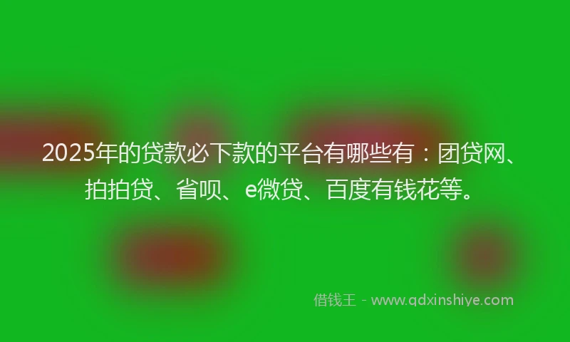2025年的贷款必下款的平台有哪些有：团贷网、拍拍贷、省呗、e微贷、百度有钱花等。