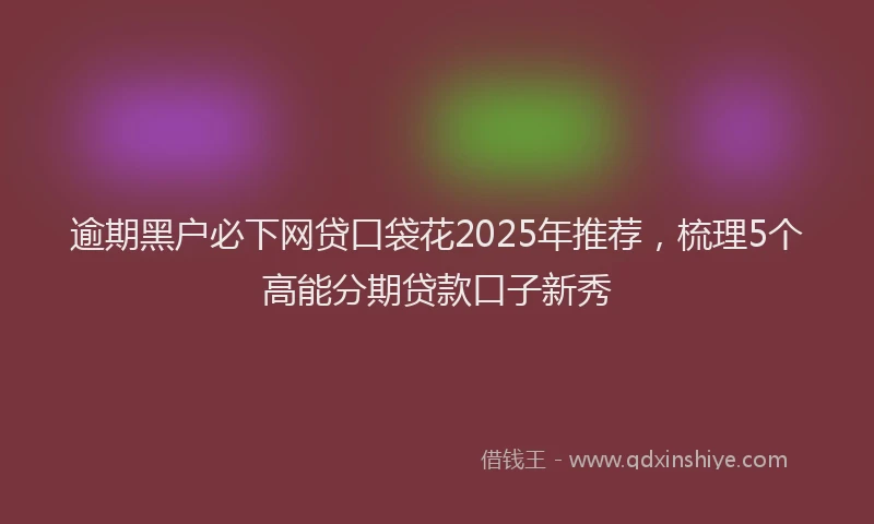 逾期黑户必下网贷口袋花2025年推荐，梳理5个高能分期贷款口子新秀