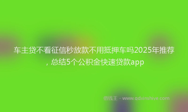 车主贷不看征信秒放款不用抵押车吗2025年推荐，总结5个公积金快速贷款app