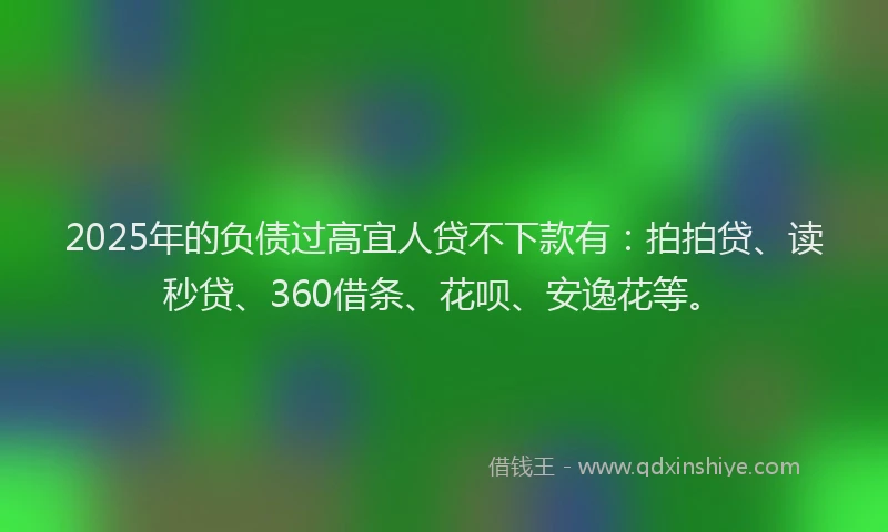 2025年的负债过高宜人贷不下款有：拍拍贷、读秒贷、360借条、花呗、安逸花等。