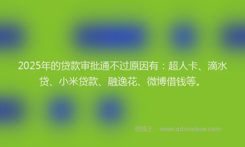 2025年的贷款审批通不过原因有：超人卡、滴水贷、小米贷款、融逸花、微博借钱等。