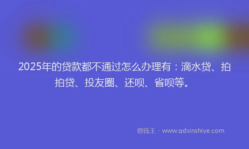 2025年的贷款都不通过怎么办理有：滴水贷、拍拍贷、投友圈、还呗、省呗等。