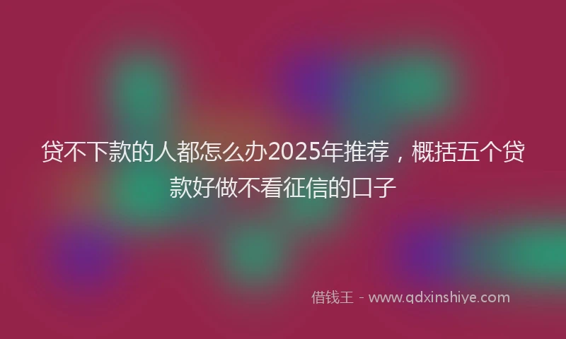 贷不下款的人都怎么办2025年推荐，概括五个贷款好做不看征信的口子