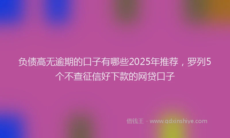 负债高无逾期的口子有哪些2025年推荐，罗列5个不查征信好下款的网贷口子