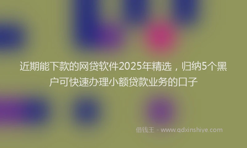 近期能下款的网贷软件2025年精选，归纳5个黑户可快速办理小额贷款业务的口子