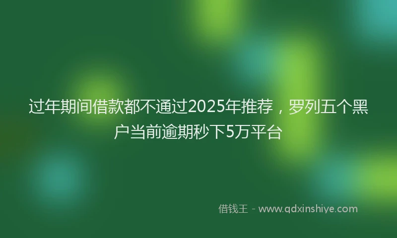 过年期间借款都不通过2025年推荐，罗列五个黑户当前逾期秒下5万平台