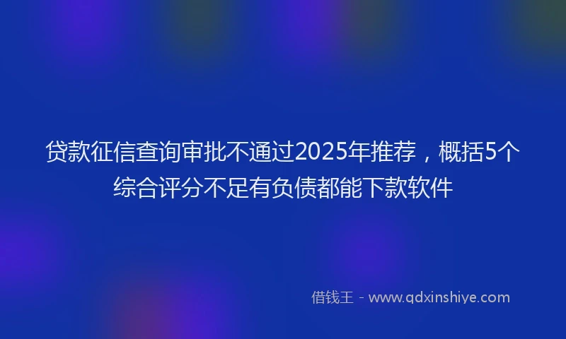 贷款征信查询审批不通过2025年推荐，概括5个综合评分不足有负债都能下款软件