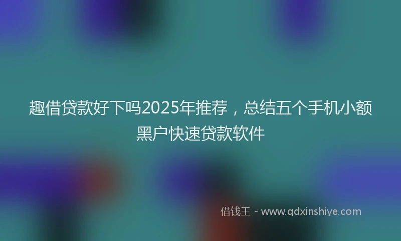 趣借贷款好下吗2025年推荐，总结五个手机小额黑户快速贷款软件