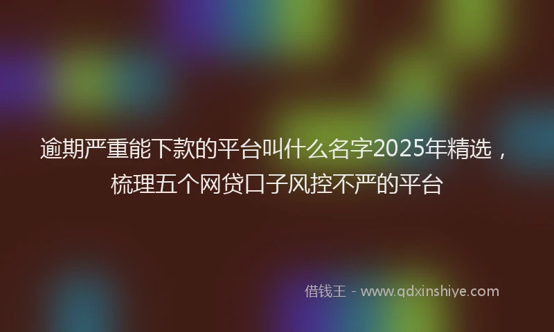 逾期严重能下款的平台叫什么名字2025年精选，梳理五个网贷口子风控不严的平台