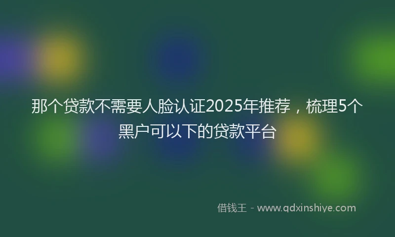 那个贷款不需要人脸认证2025年推荐，梳理5个黑户可以下的贷款平台