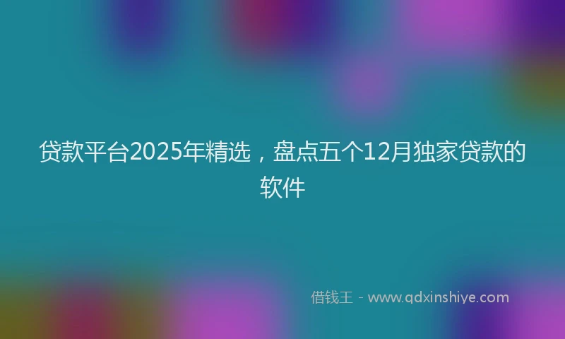 贷款平台2025年精选，盘点五个12月独家贷款的软件