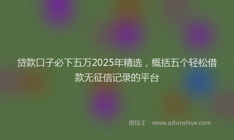 贷款口子必下五万2025年精选，概括五个轻松借款无征信记录的平台