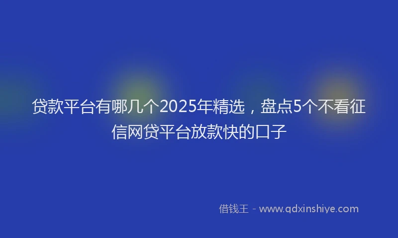 贷款平台有哪几个2025年精选，盘点5个不看征信网贷平台放款快的口子