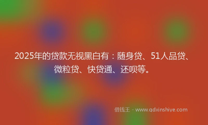 2025年的贷款无视黑白有：随身贷、51人品贷、微粒贷、快贷通、还呗等。