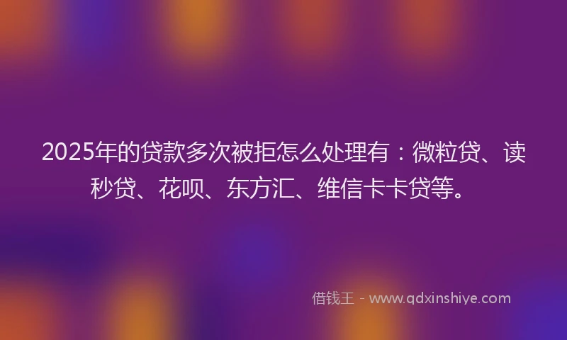 2025年的贷款多次被拒怎么处理有：微粒贷、读秒贷、花呗、东方汇、维信卡卡贷等。
