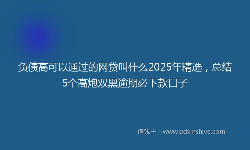 负债高可以通过的网贷叫什么2025年精选，总结5个高炮双黑逾期必下款口子