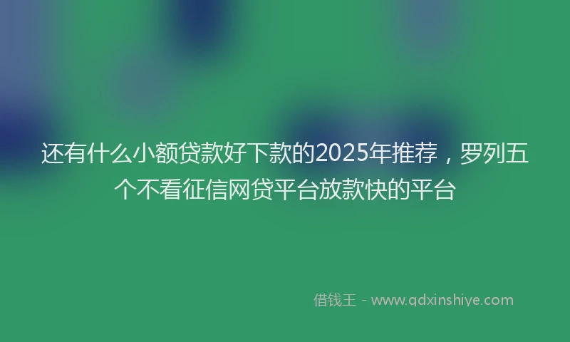 还有什么小额贷款好下款的2025年推荐，罗列五个不看征信网贷平台放款快的平台