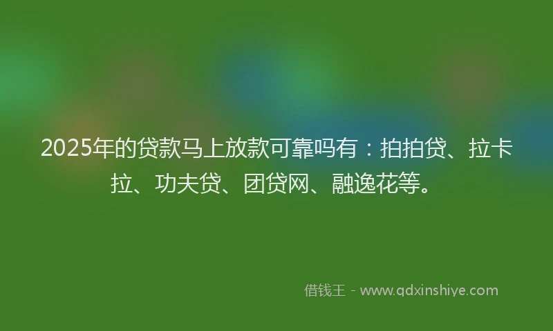 2025年的贷款马上放款可靠吗有：拍拍贷、拉卡拉、功夫贷、团贷网、融逸花等。