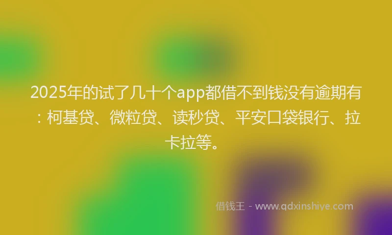 2025年的试了几十个app都借不到钱没有逾期有：柯基贷、微粒贷、读秒贷、平安口袋银行、拉卡拉等。