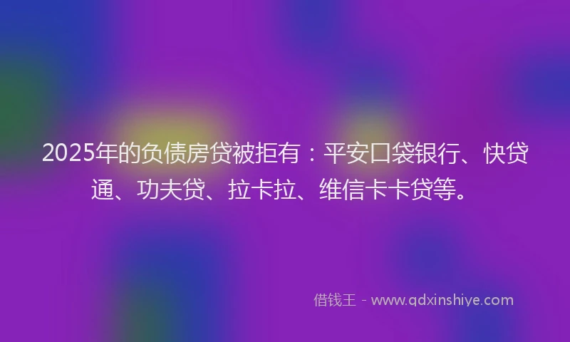 2025年的负债房贷被拒有：平安口袋银行、快贷通、功夫贷、拉卡拉、维信卡卡贷等。