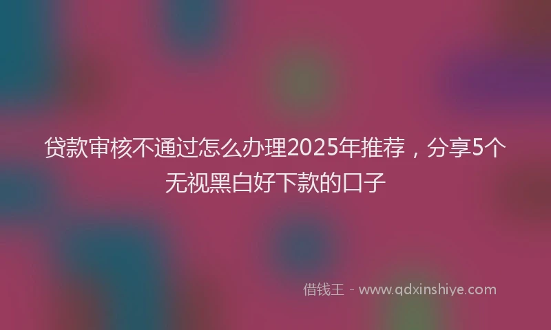 贷款审核不通过怎么办理2025年推荐，分享5个无视黑白好下款的口子