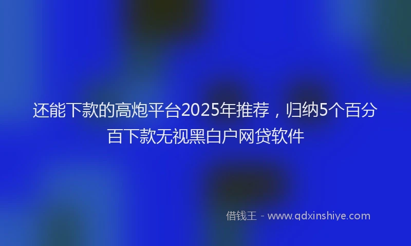 还能下款的高炮平台2025年推荐，归纳5个百分百下款无视黑白户网贷软件