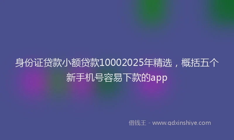 身份证贷款小额贷款10002025年精选，概括五个新手机号容易下款的app