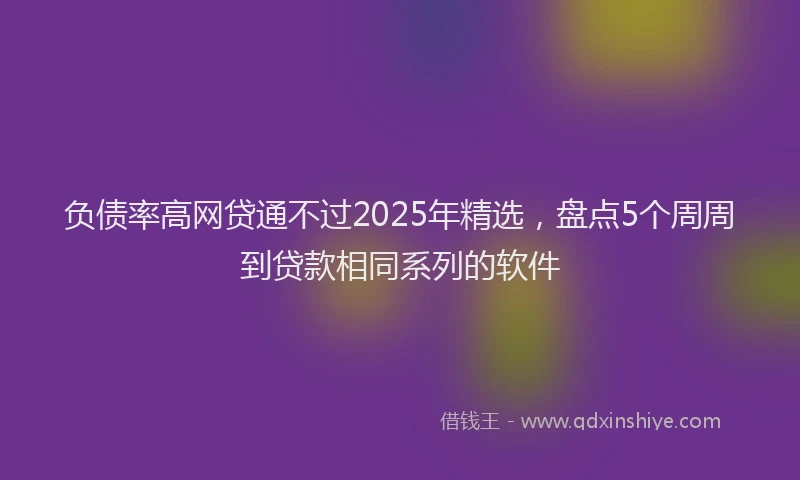 负债率高网贷通不过2025年精选，盘点5个周周到贷款相同系列的软件