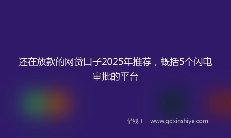 还在放款的网贷口子2025年推荐，概括5个闪电审批的平台