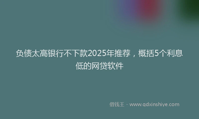 负债太高银行不下款2025年推荐，概括5个利息低的网贷软件