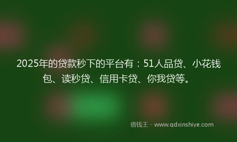 2025年的贷款秒下的平台有：51人品贷、小花钱包、读秒贷、信用卡贷、你我贷等。
