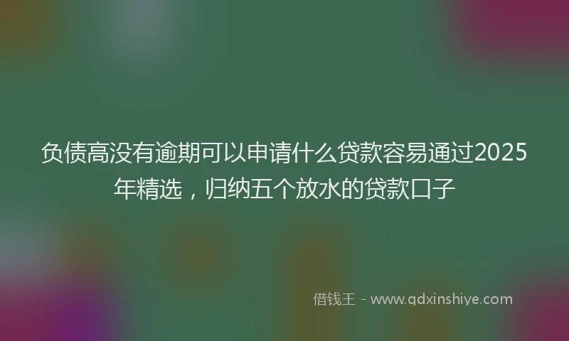 负债高没有逾期可以申请什么贷款容易通过2025年精选，归纳五个放水的贷款口子