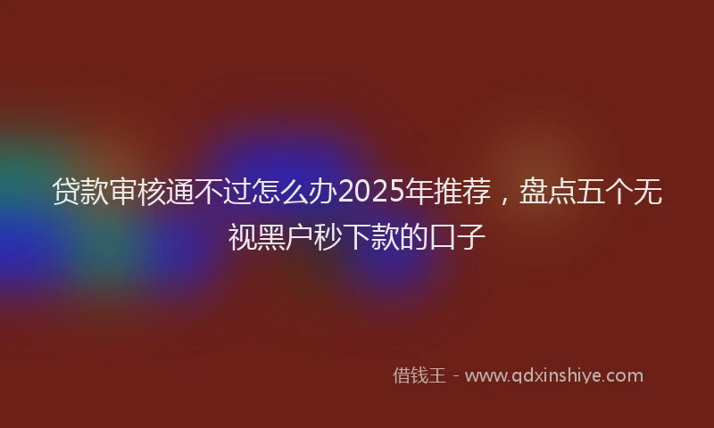 贷款审核通不过怎么办2025年推荐，盘点五个无视黑户秒下款的口子