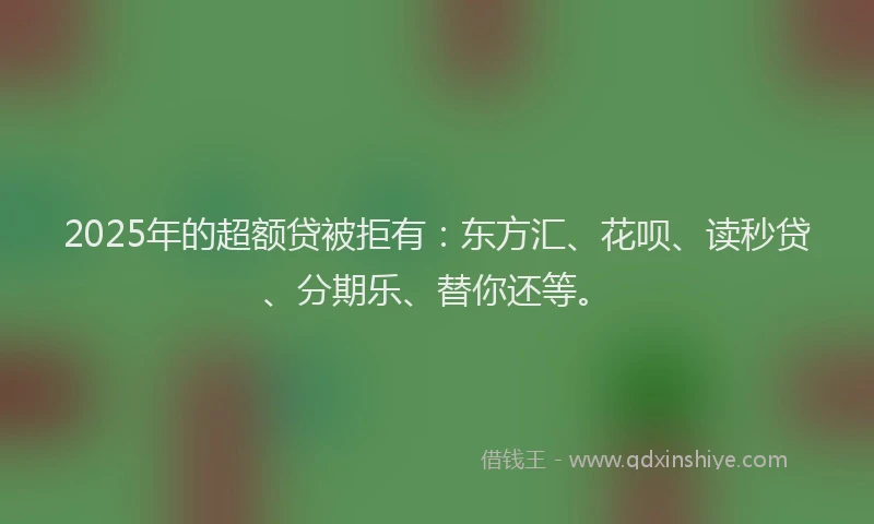 2025年的超额贷被拒有：东方汇、花呗、读秒贷、分期乐、替你还等。