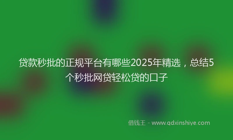 贷款秒批的正规平台有哪些2025年精选，总结5个秒批网贷轻松贷的口子