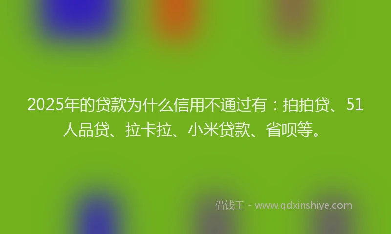 2025年的贷款为什么信用不通过有：拍拍贷、51人品贷、拉卡拉、小米贷款、省呗等。