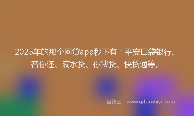 2025年的那个网贷app秒下有：平安口袋银行、替你还、滴水贷、你我贷、快贷通等。