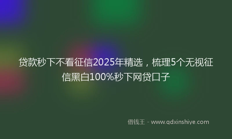 贷款秒下不看征信2025年精选，梳理5个无视征信黑白100%秒下网贷口子