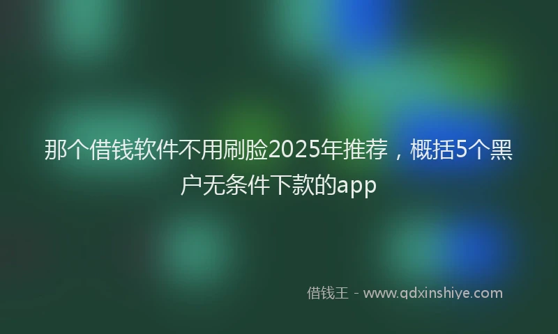那个借钱软件不用刷脸2025年推荐，概括5个黑户无条件下款的app