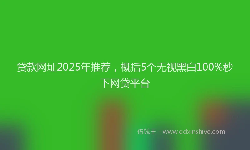 贷款网址2025年推荐，概括5个无视黑白100%秒下网贷平台