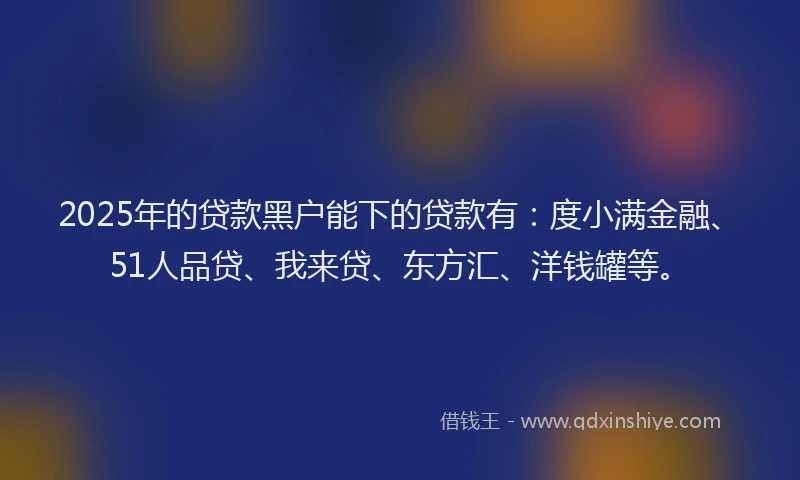 2025年的贷款黑户能下的贷款有：度小满金融、51人品贷、我来贷、东方汇、洋钱罐等。