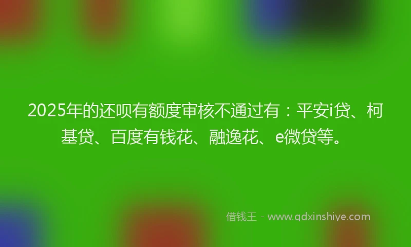 2025年的还呗有额度审核不通过有：平安i贷、柯基贷、百度有钱花、融逸花、e微贷等。