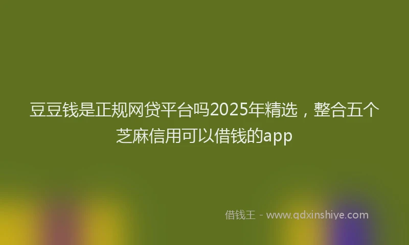 豆豆钱是正规网贷平台吗2025年精选，整合五个芝麻信用可以借钱的app
